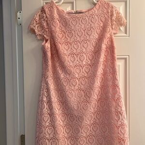 Elegant Peachy Pink Lace Dress